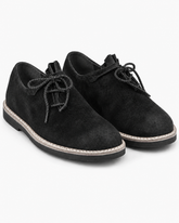 Men's Black Suede Bavarian Haferl Shoes - Traditional Side-Lacing | Treaded Rubber Sole - image 1