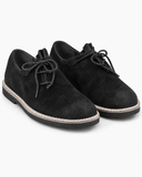 Men's Black Suede Bavarian Haferl Shoes - Traditional Side-Lacing | Treaded Rubber Sole - image 1