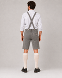 Edelweiss Embroidered Men's Bavarian Lederhosen - Grey - Side Buttons