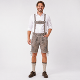 Oak Leaf Embroidered Men's Bavarian Lederhosen - Grey - Side Lacing - image 1