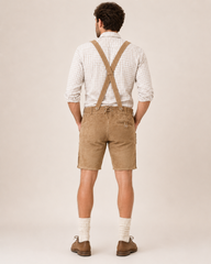 Edelweiss Embroidered Men's Bavarian Lederhosen - Tan/Beige - Side Buttons - image 2