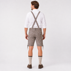 Oak Leaf Embroidered Men's Bavarian Lederhosen - Grey - Side Lacing - image 2
