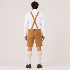 Stag Embroidered Men's Bavarian Lederhosen - Tan/Beige - Side Buttons - image 2