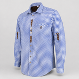 Men's Blue & White Checkered Bavarian Oktoberfest Shirt - Roll-Up Sleeve - image 2