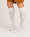 Beige Knee-High Bavarian Socks for Lederhosen - Men's Cable-Knit - image 2