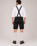 Oak Leaf Embroidered Men's Bavarian Lederhosen - Black - Side Buttons