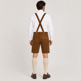 Edelweiss Embroidered Men's Bavarian Lederhosen - Rustic Brown - Side Buttons