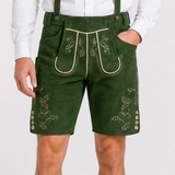 Edelweiss Embroidered Men's Bavarian Lederhosen - Green - Side Buttons - product image 3