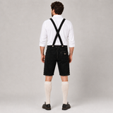 Edelweiss Embroidered Men's Bavarian Lederhosen - Black - Side Buttons