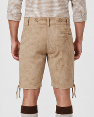 Edelweiss Embroidered Men's Bavarian Lederhosen - Tan/Beige - Side Lacing - image 4