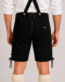 Stag Embroidered Men's Bavarian Lederhosen - Black - Side Lacing - product image 4