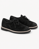 Men's Black Suede Bavarian Haferl Shoes - Traditional Side-Lacing | Treaded Rubber Sole - image 4
