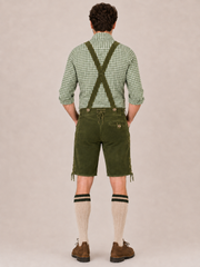 Oak Leaf Embroidered Men's Bavarian Lederhosen - Green - Side Lacing - image 4