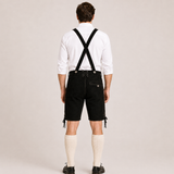 Stag Embroidered Men's Bavarian Lederhosen - Black - Side Lacing - product image 5
