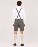 Oak Leaf Embroidered Men's Bavarian Lederhosen - Grey - Side Buttons - product image 5