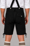 Edelweiss Embroidered Men's Bavarian Lederhosen - Black - Side Lacing - product image 5