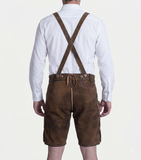Stag Embroidered Men's Bavarian Lederhosen - Rustic Brown - Side Buttons - product image 6