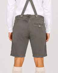 Oak Leaf Embroidered Men's Bavarian Lederhosen - Grey - Side Buttons - image 6