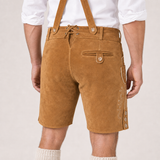 Stag Embroidered Men's Bavarian Lederhosen - Tan/Beige - Side Buttons - product image 6