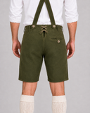 Oak Leaf Embroidered Men's Bavarian Lederhosen - Green - Side Buttons - product image 6