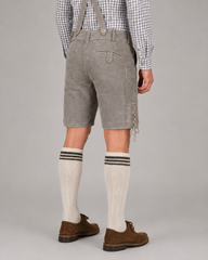Edelweiss Embroidered Men's Bavarian Lederhosen - Grey - Side Lacing - image 7