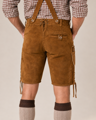 Oak Leaf Embroidered Men's Bavarian Lederhosen - Rustic Brown - Side Lacing - image 7