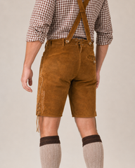 Oak Leaf Embroidered Men's Bavarian Lederhosen - Rustic Brown - Side Lacing - image 8