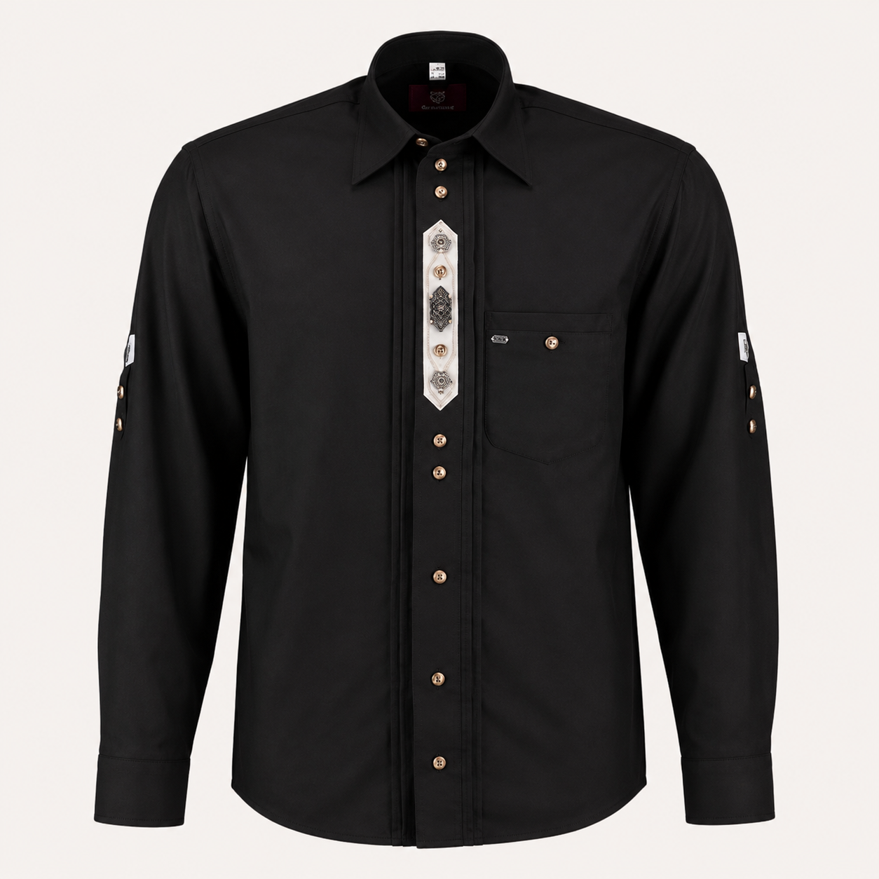 Men's Black Bavarian Oktoberfest Shirt - Roll-Up Sleeve - image 1