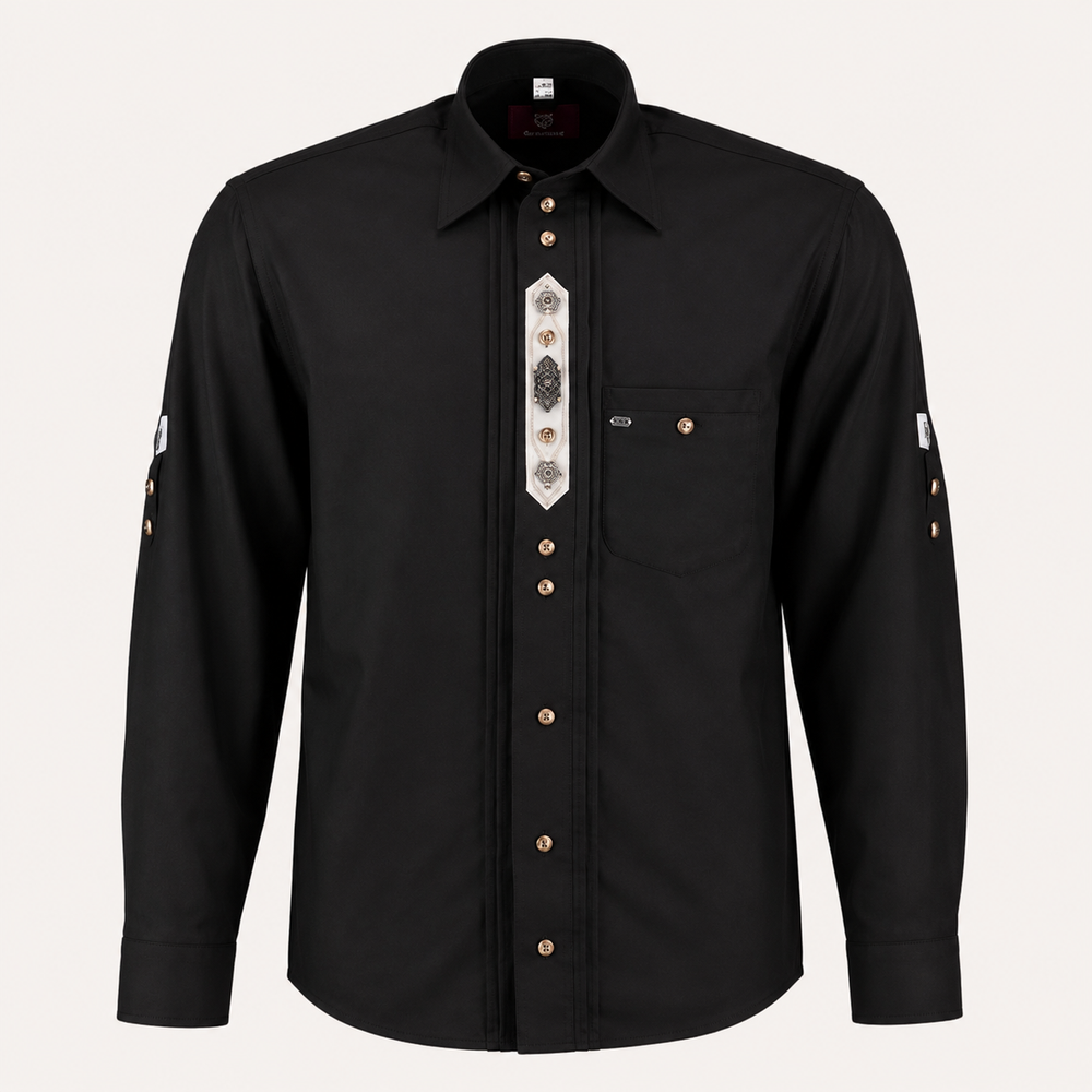 Men's Black Bavarian Oktoberfest Shirt - Roll-Up Sleeve - image 1