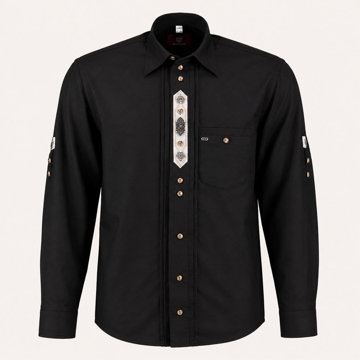 Men's Black Bavarian Oktoberfest Shirt - Roll-Up Sleeve - image 1