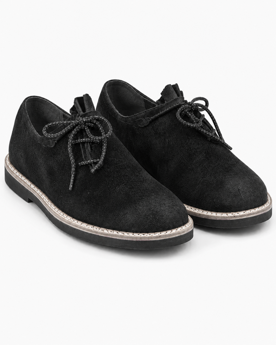 Men's Black Suede Bavarian Haferl Shoes - Traditional Side-Lacing | Treaded Rubber Sole - image 1
