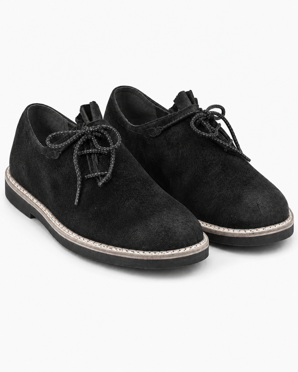 Men's Black Suede Bavarian Haferl Shoes - Traditional Side-Lacing | Treaded Rubber Sole - image 1