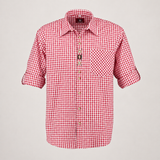 Men's Red & White Checkered Bavarian Oktoberfest Shirt - Roll-Up Sleeve - image 1