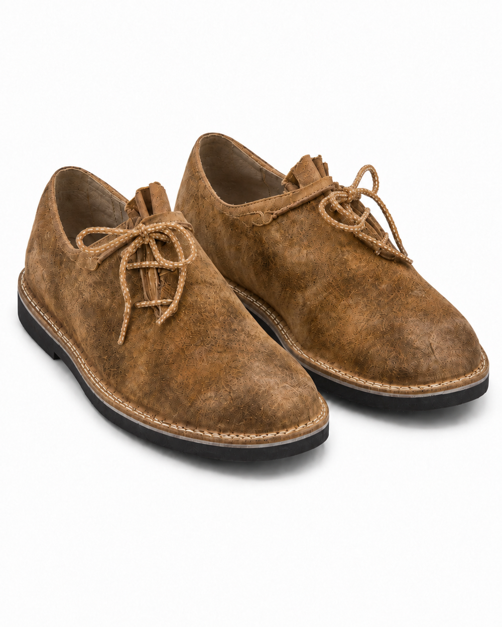 Men's Camel Suede Bavarian Haferl Shoes - Traditional Side-Lacing | Treaded Rubber Sole - image 1