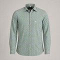 Men's Green & White Checkered Bavarian Oktoberfest Shirt - Roll-Up Sleeve