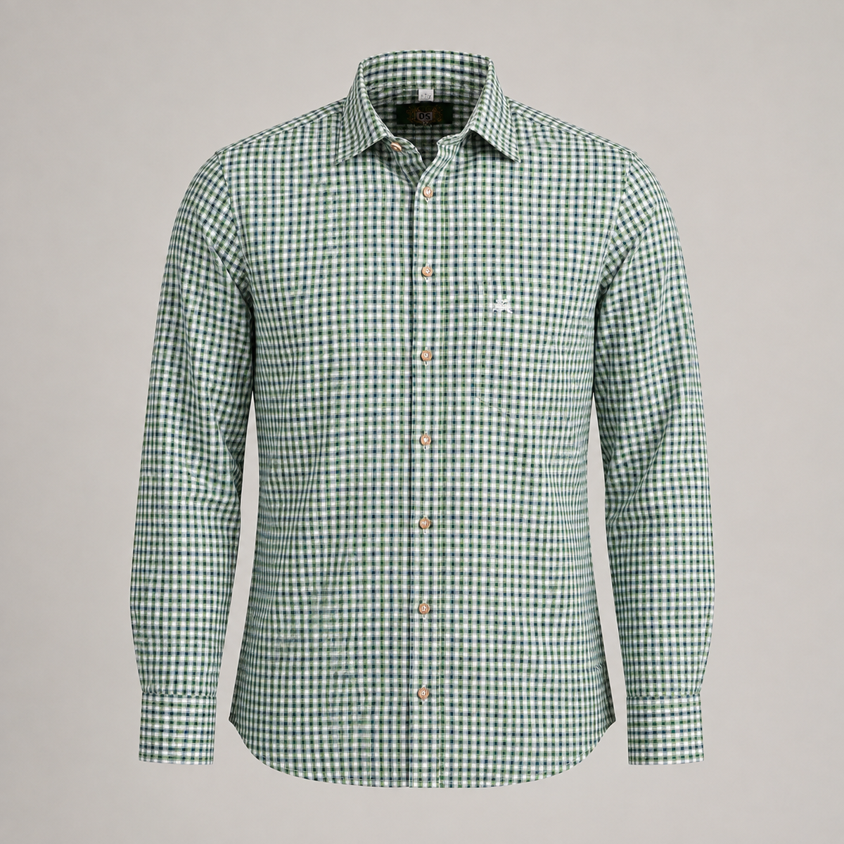 Men's Green & White Checkered Bavarian Oktoberfest Shirt - Roll-Up Sleeve - image 1