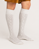 Beige Knee-High Bavarian Socks for Lederhosen - Men's Cable-Knit - image 1