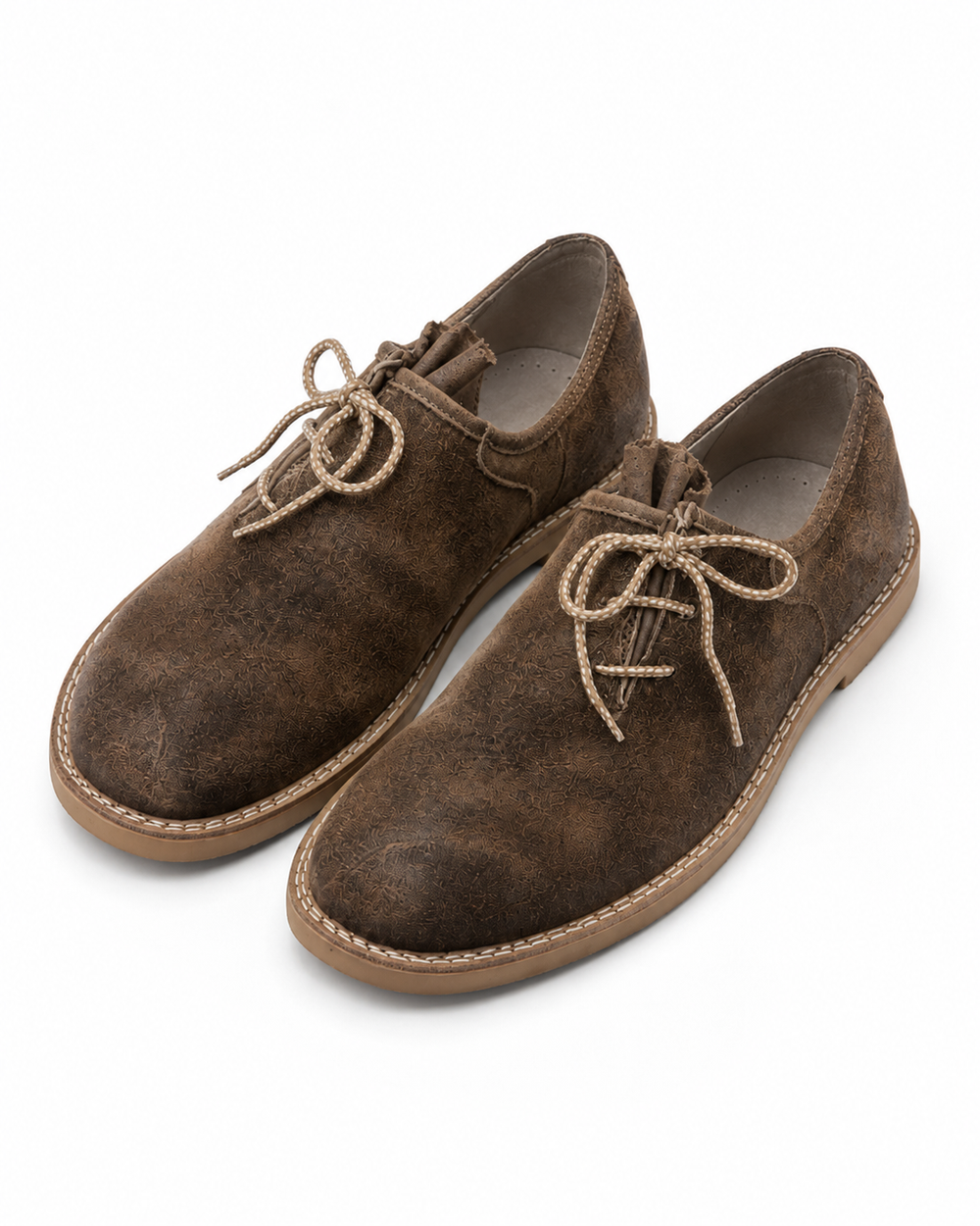 Men's Dark Brown Suede Bavarian Haferl Shoes - Traditional Side-Lacing | Treaded Rubber Sole - image 1
