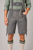 Edelweiss Embroidered Men's Bavarian Lederhosen - Grey - Side Lacing - product image 2