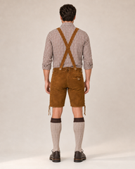 Oak Leaf Embroidered Men's Bavarian Lederhosen - Rustic Brown - Side Lacing - image 2
