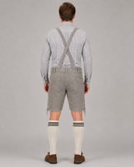 Edelweiss Embroidered Men's Bavarian Lederhosen - Grey - Side Lacing - image 2