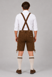 Edelweiss Embroidered Men's Bavarian Lederhosen - Rustic Brown - Side Lacing - product image 2