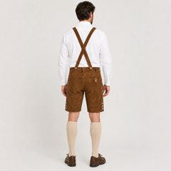 Edelweiss Embroidered Men's Bavarian Lederhosen - Rustic Brown - Side Buttons - image 2