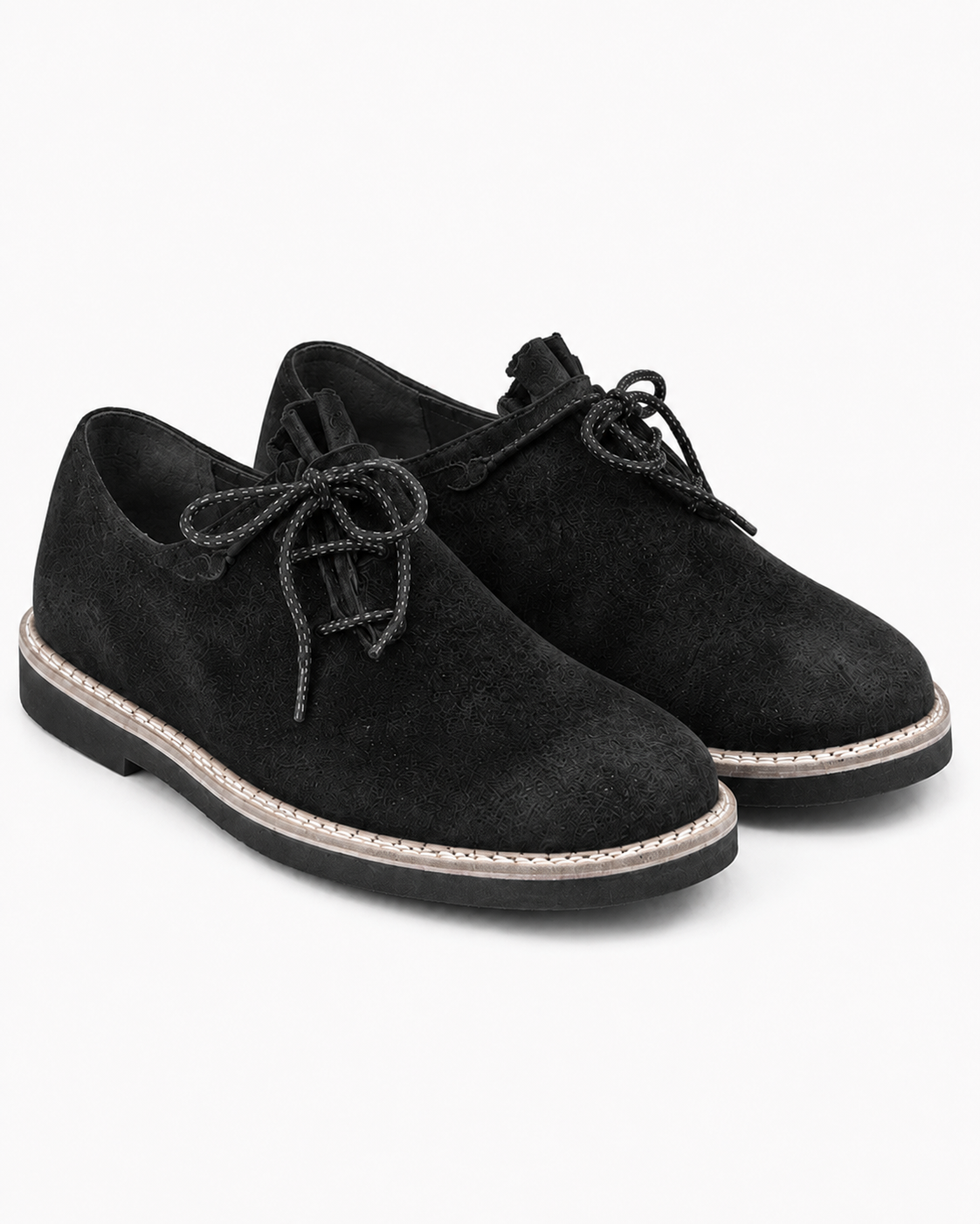 Men's Black Suede Bavarian Haferl Shoes - Traditional Side-Lacing | Treaded Rubber Sole - image 2