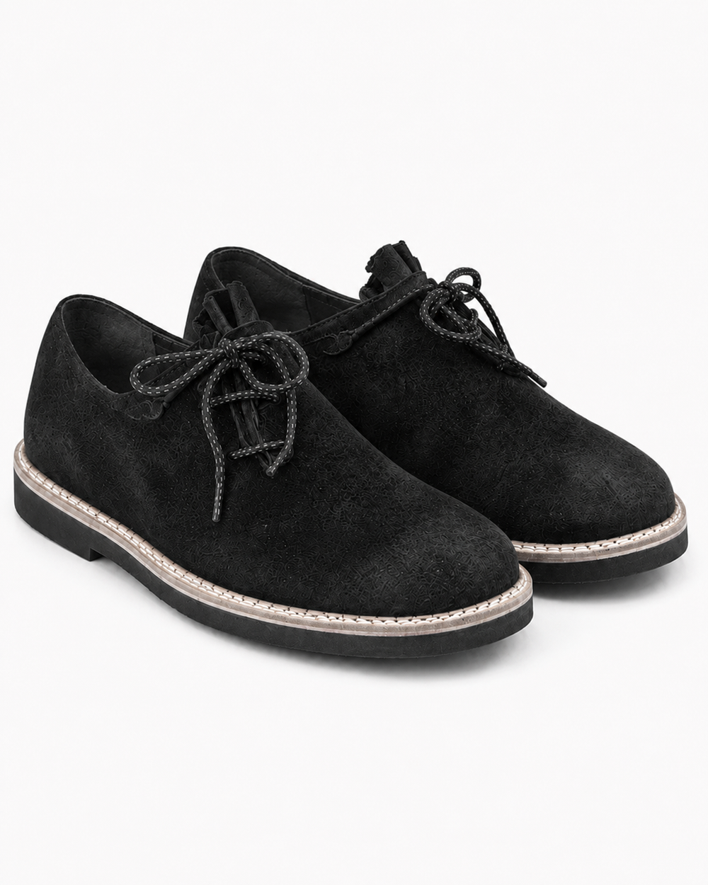 Men's Black Suede Bavarian Haferl Shoes - Traditional Side-Lacing | Treaded Rubber Sole - image 2