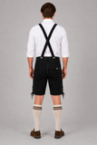 Edelweiss Embroidered Men's Bavarian Lederhosen - Black - Side Lacing - product image 2