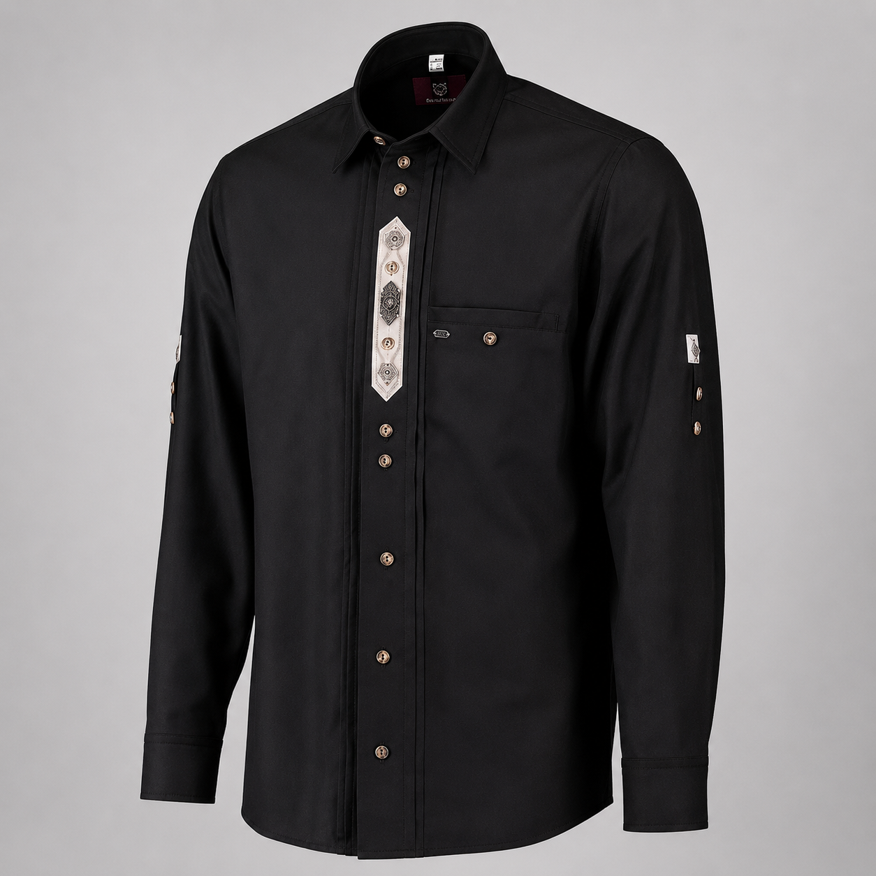 Men's Black Bavarian Oktoberfest Shirt - Roll-Up Sleeve - image 2