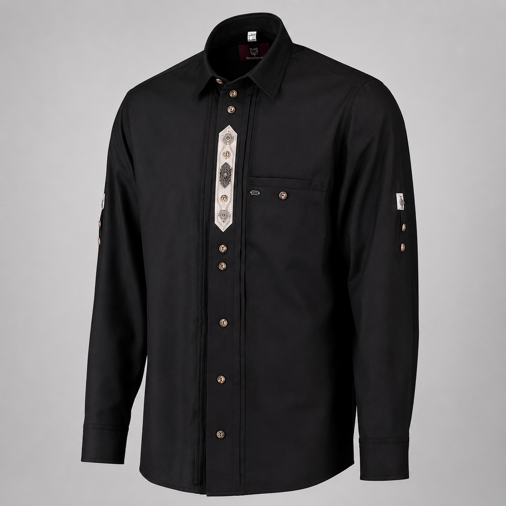 Men's Black Bavarian Oktoberfest Shirt - Roll-Up Sleeve - image 2