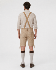 Edelweiss Embroidered Men's Bavarian Lederhosen - Tan/Beige - Side Lacing - image 2