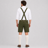 Oak Leaf Embroidered Men's Bavarian Lederhosen - Green - Side Buttons - product image 2